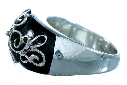 Jet Silver Southwestern Jewelry Ring Size 8-1/4 YS60982